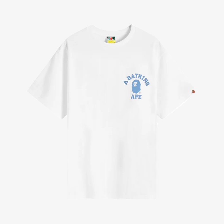 A Bathing Ape Blue Camo College ATS Tee - White