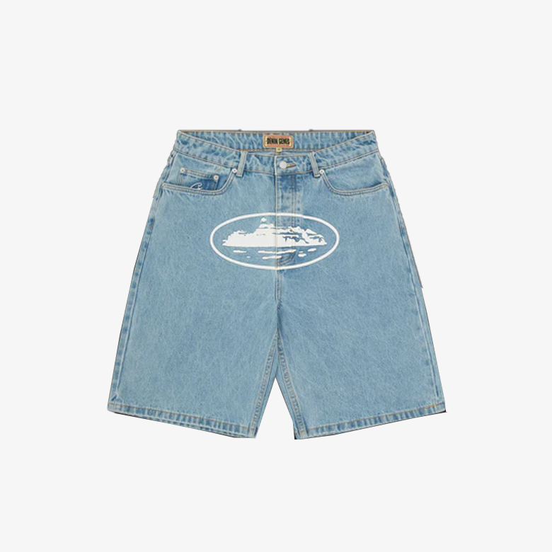 Corteiz Alcatraz Baggy Denim Shorts Stonewash