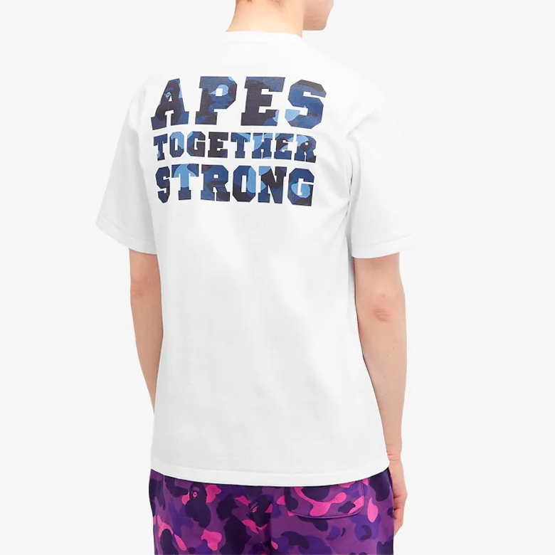 A Bathing Ape Blue Camo College ATS Tee - White