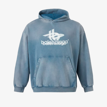 Balenciaga Layered Sports Faded Blue Hoodie