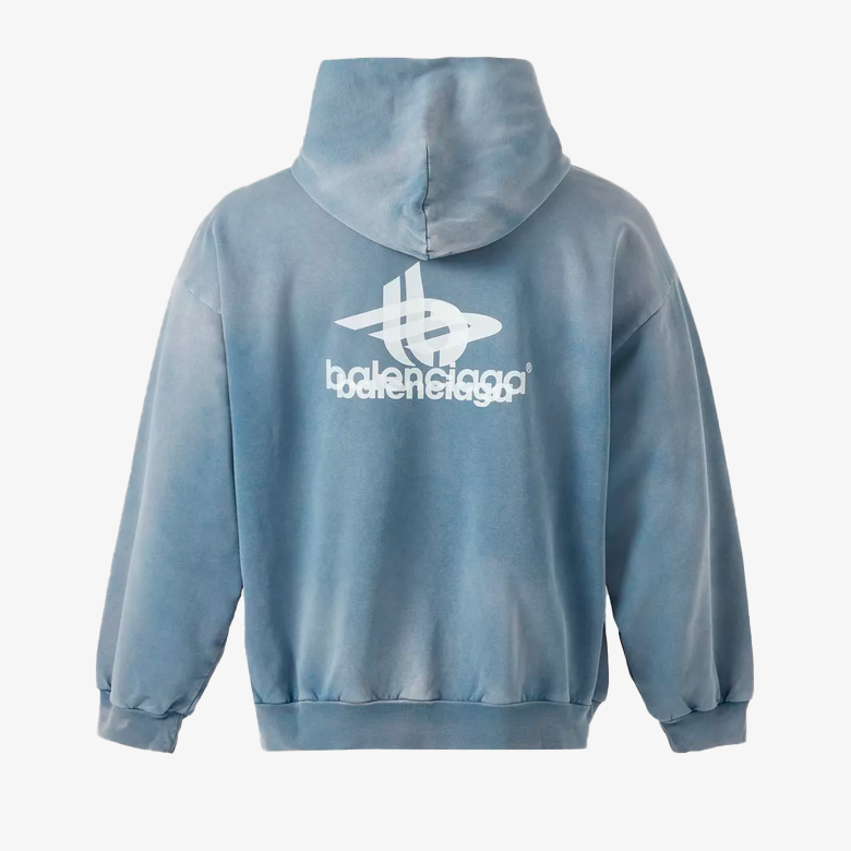 Balenciaga Layered Sports Faded Blue Hoodie