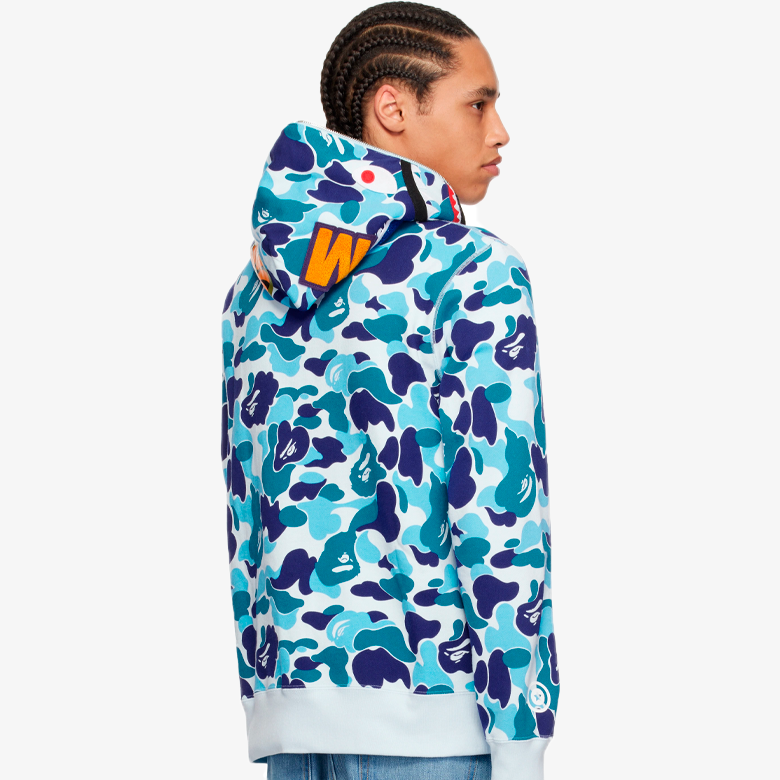 Bape ABC Camo Shark Zip Hoodie Blue
