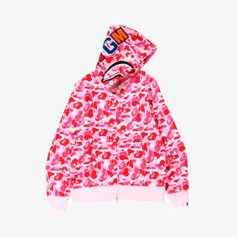 BAPE ABC Camo Shark Full Zip Hoodie Pink
