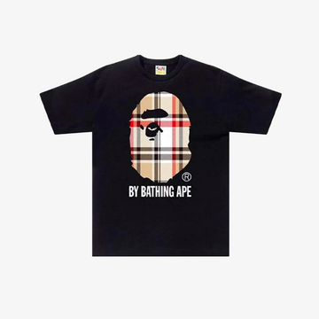 BAPE A Bathing Ape Check by Bathing Tee Black Beige