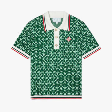 CASABLANCA Diamond Logo Jacquard Polo Shirt Green