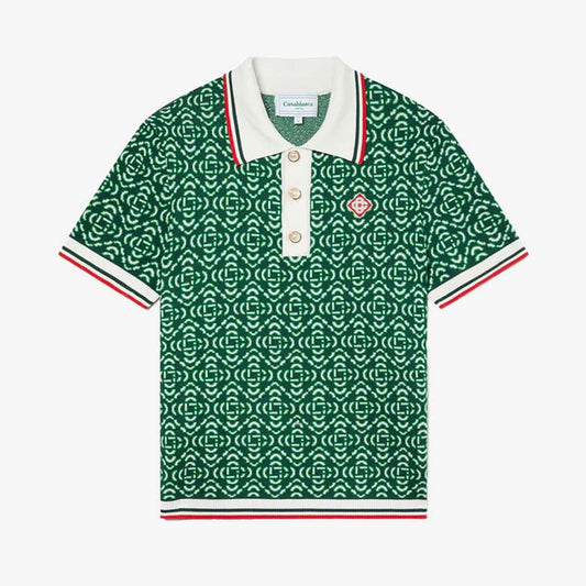 CASABLANCA Diamond Logo Jacquard Polo Shirt Green