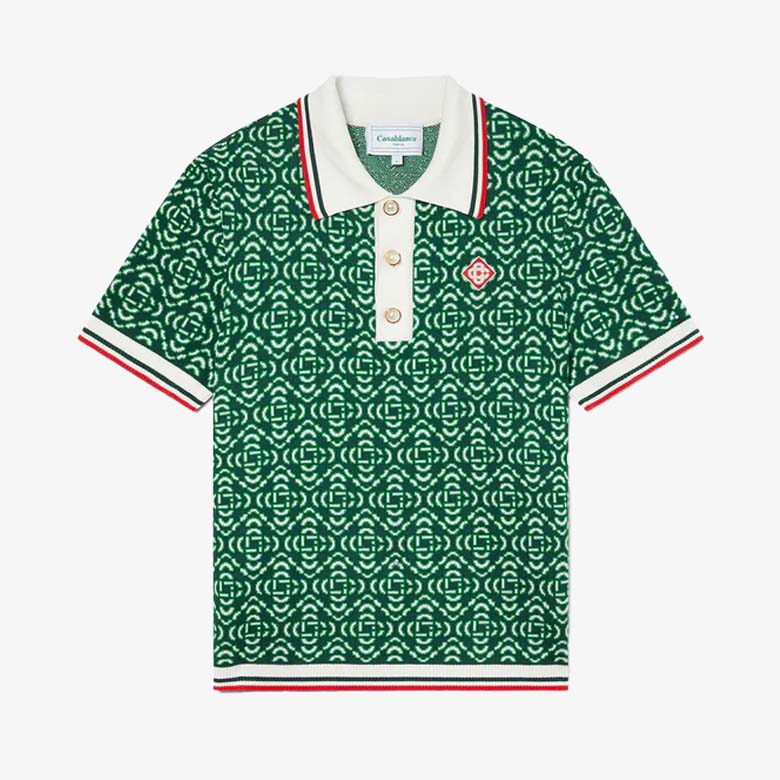 CASABLANCA Diamond Logo Jacquard Polo Shirt Green