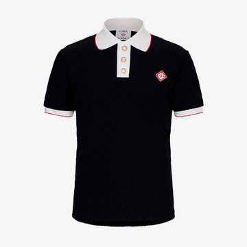 Casablanca Mens Knit Monogram Polo Black