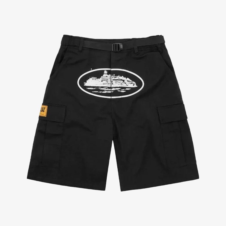 Corteiz Alcatraz Cargo Shorts Black