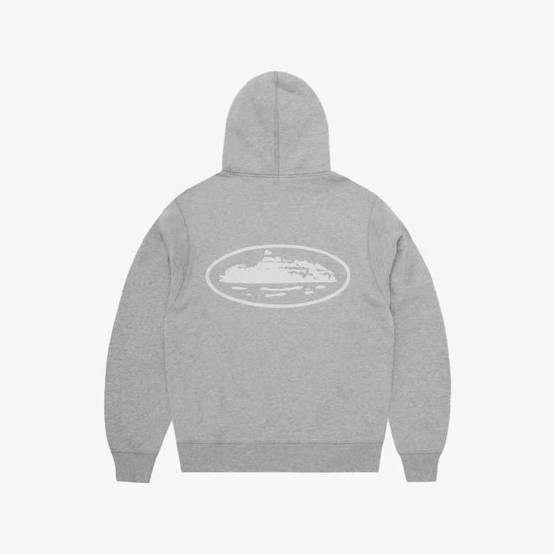 Corteiz Island Puff Print Zip Hoodie Grey