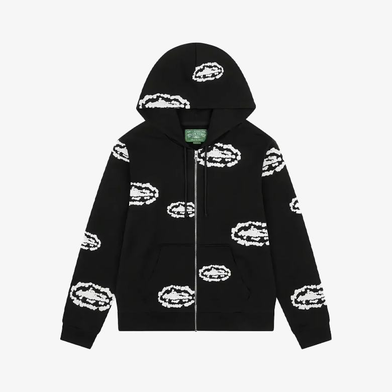 Corteiz Denim Tears Island Wreath Zip Hoodie Black