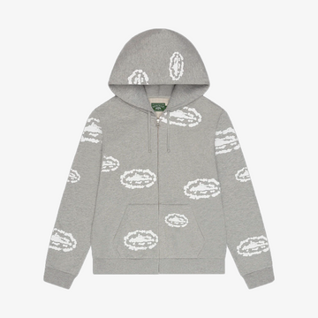 Corteiz Denim Tears Island Wreath Zip Hoodie Grey