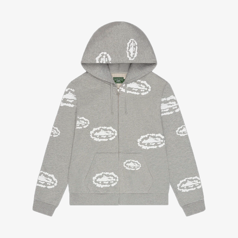 Corteiz Denim Tears Island Wreath Zip Hoodie Grey