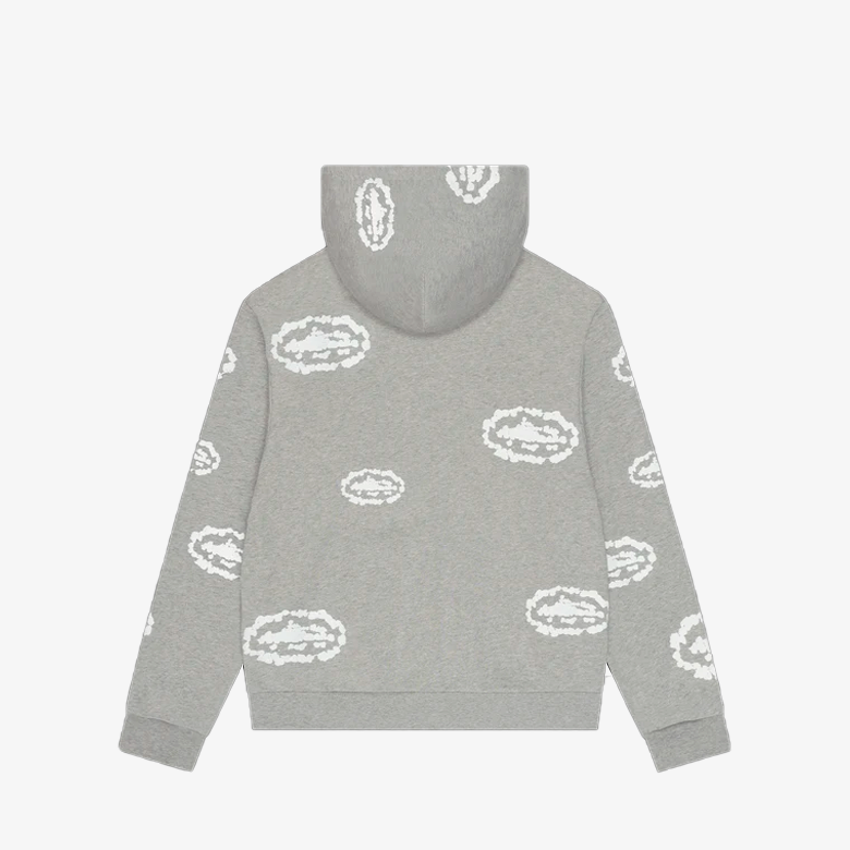 Corteiz Denim Tears Island Wreath Zip Hoodie Grey