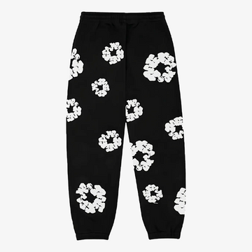 Denim Tears Cotton Wreath Logo Sweatpants Black White