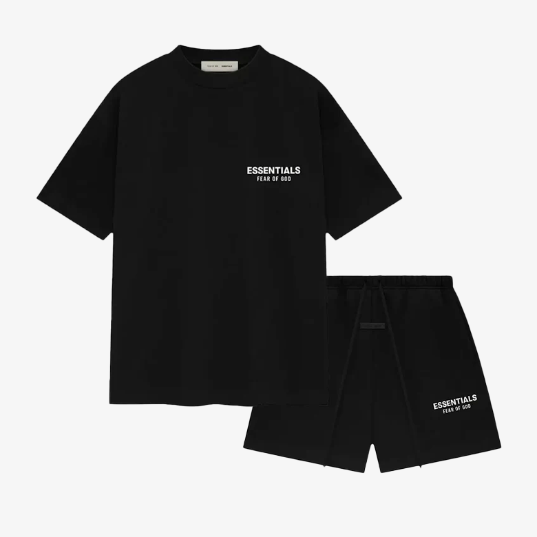 Fear of God Essentials - Classic Jet Black Set (T-shirt + Shorts)