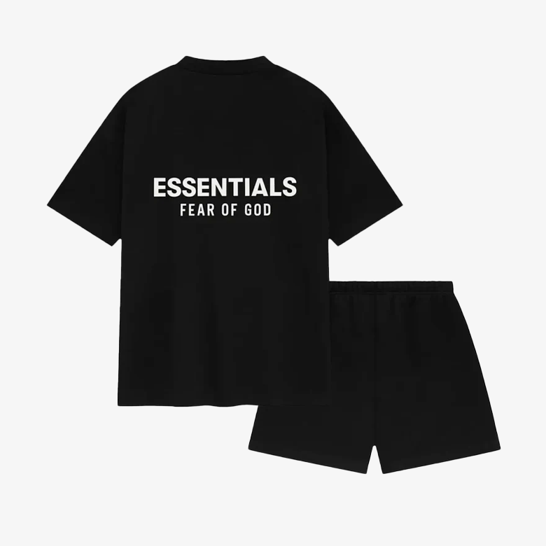 Fear of God Essentials - Classic Jet Black Set (T-shirt + Shorts)