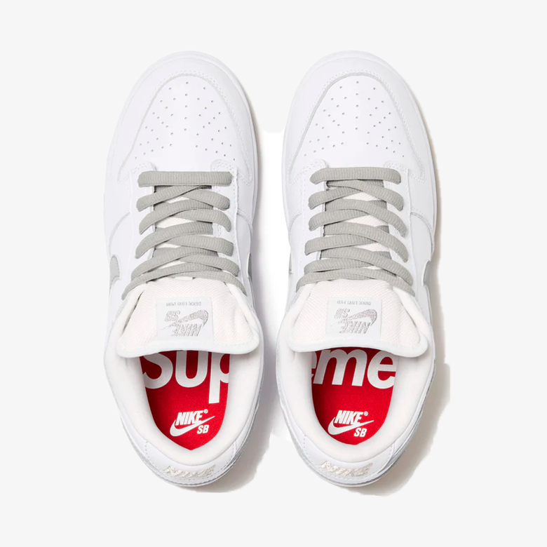 Nike Dunk Low Sb Supreme 94 White Metallic Silver