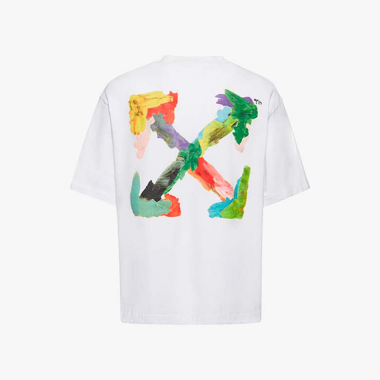 Off White Over Brush Arrow Print Tee