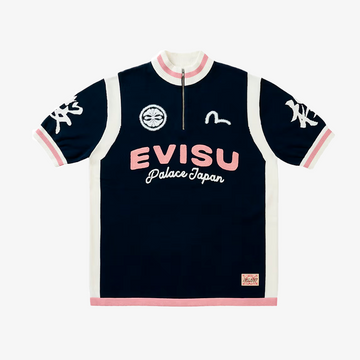 Palace X Evisu Knit Polo Shirt Navy
