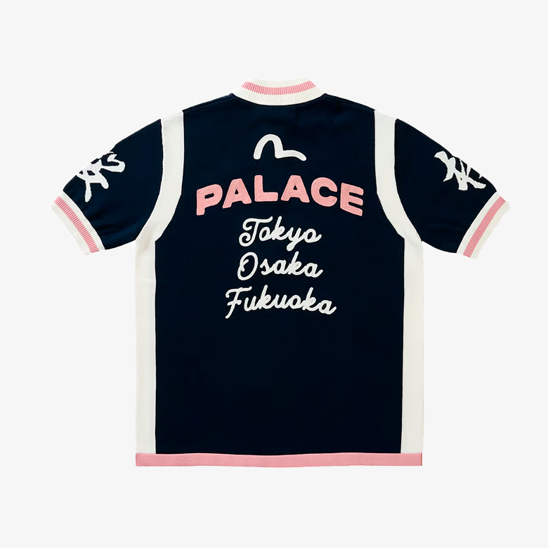 Palace X Evisu Knit Polo Shirt Navy