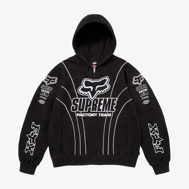 Supreme Fox Racing Zip Up Hoodie Black