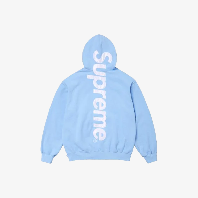 Supreme Satin Applique Hoodie Sweatshirt (FW24) Light Blue