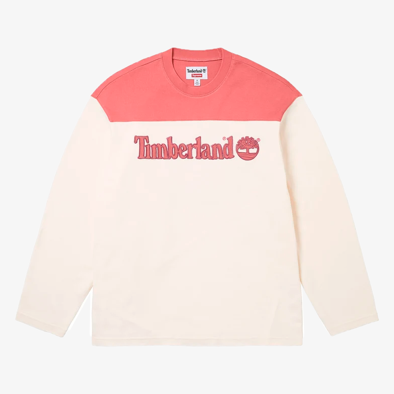 Supreme Timberland L/S Football Top White Pink