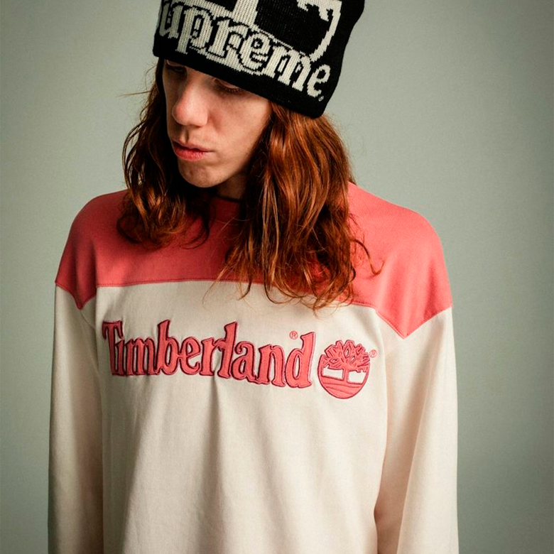 Supreme Timberland L/S Football Top White Pink